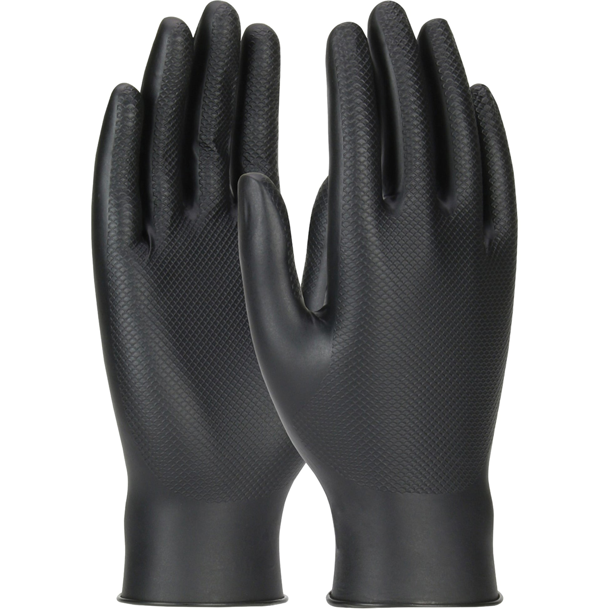 Protective Industrial Products Grippaz™ Skins Ambidextrous Disposable Gloves, 2X-Large, Nitrile, 6-mil, Powder-Free, Black