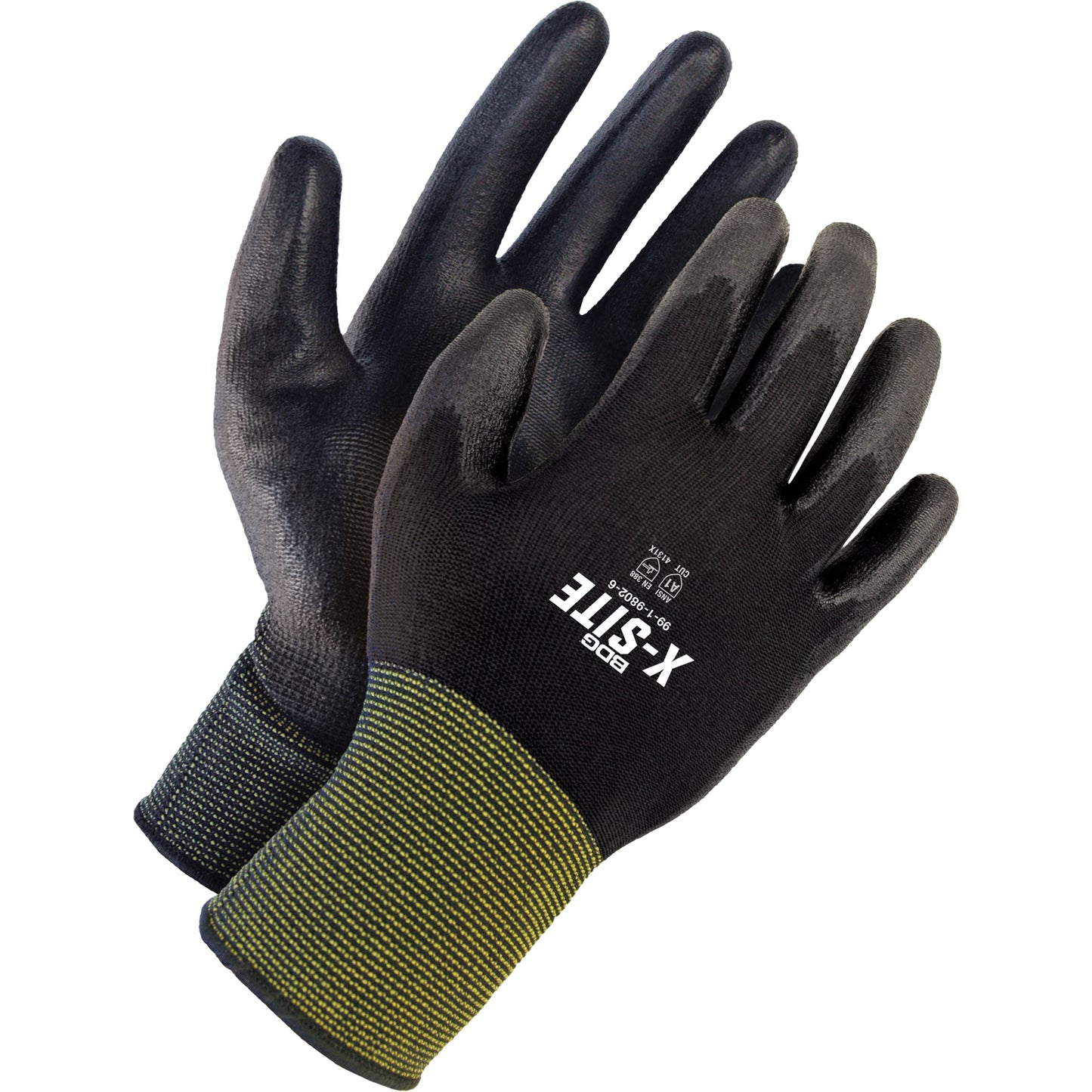 Bob Dale Gloves X-Site™ Coated Gloves, 7, Polyurethane Coating, Nylon Shell