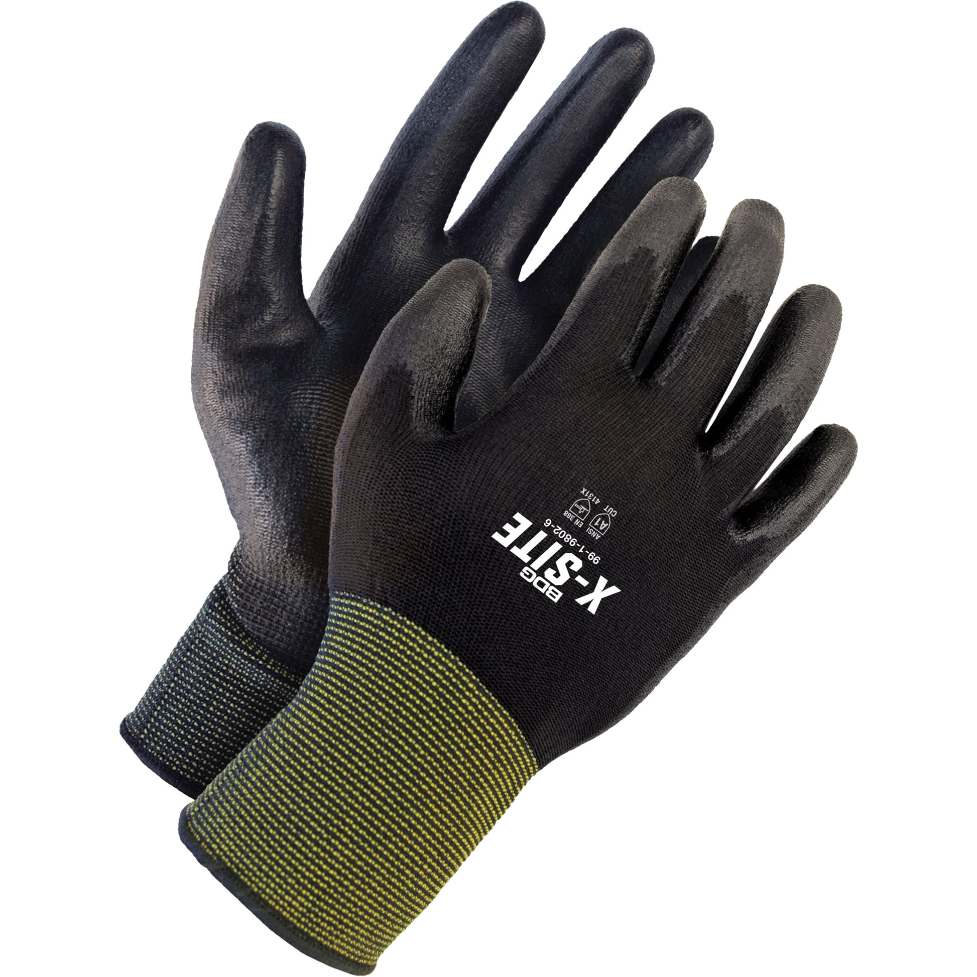 Bob Dale Gloves X-Site™ Coated Gloves, 7, Polyurethane Coating, Nylon Shell