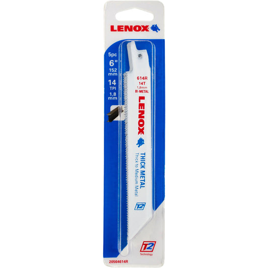 Thick Metal Reciprocating Saw Blade, Bi-Metal, 14 TPI, 6" L x 3/4" W