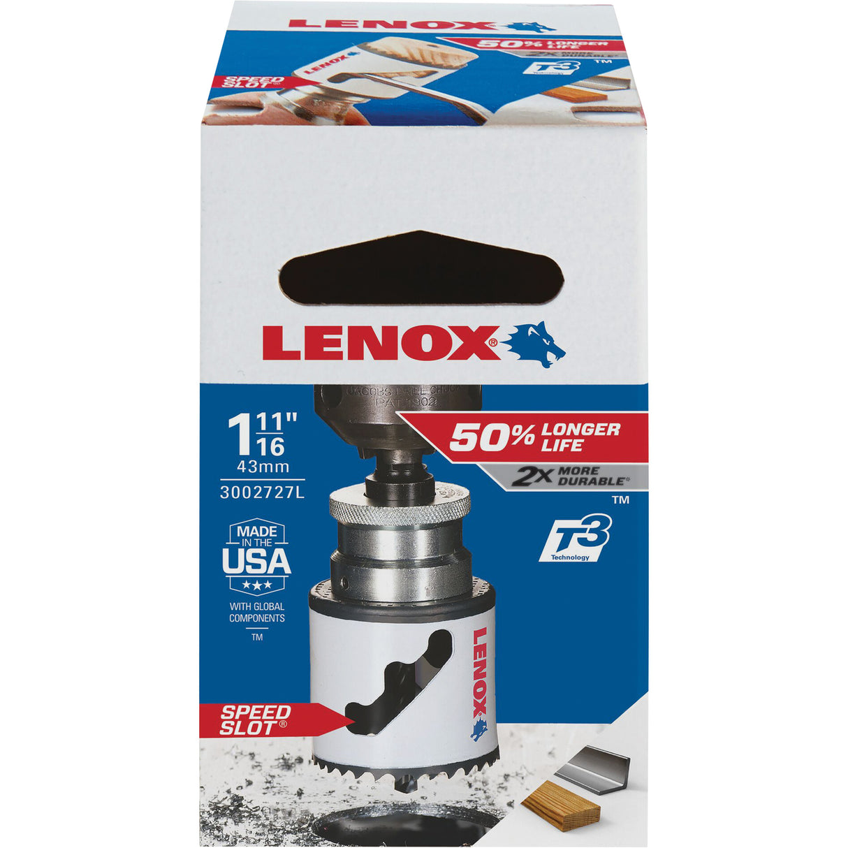 Speed Slot® Hole Saw with T3 Technology™, 1-11/16", 1-1/2" Depth of Cut, Bi-Metal