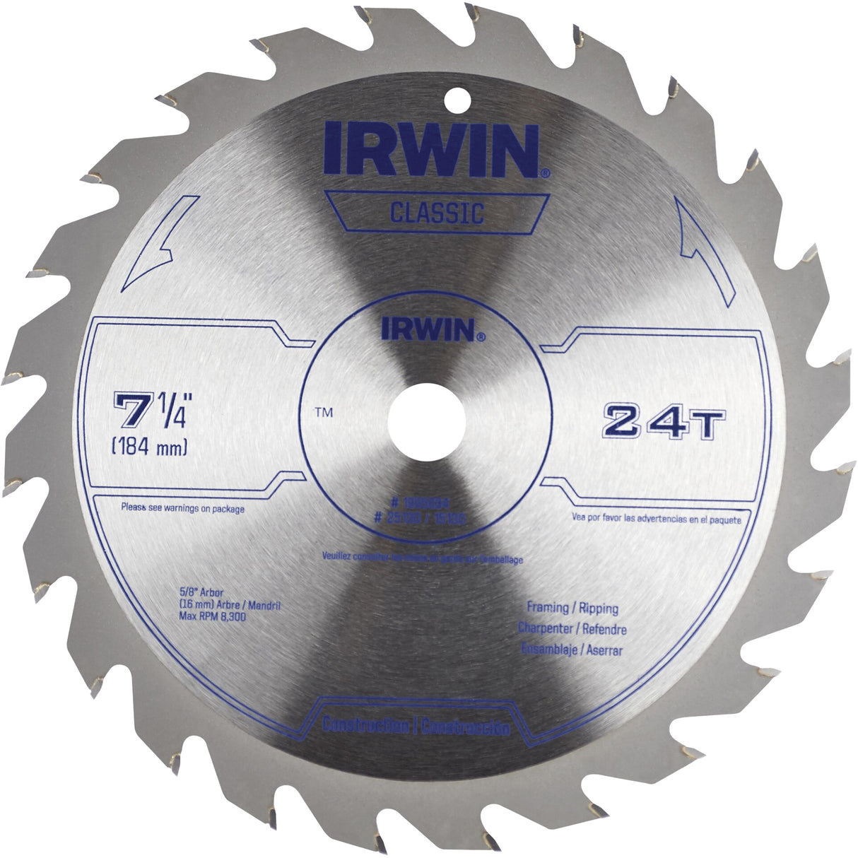 Classic Series Circular Saw Blade, 7-1/4", 24 Teeth, Wood Use