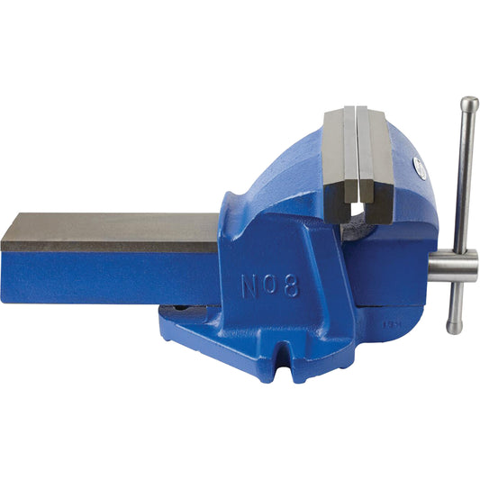 Mechanic's Vise, 8" Jaw Width, 4" Throat Depth, Fixed Base