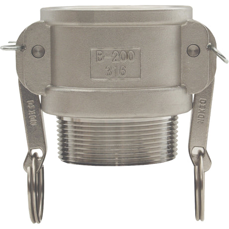 Global Cam & Groove Coupler, Stainless Steel, Type B, 4", Male NPT, 125 PSI