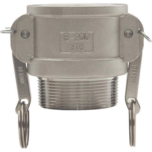 Global Cam & Groove Coupler, Stainless Steel, Type B, 2", Male NPT, 250 PSI