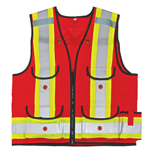 Viking All-Trades 1000D® Surveyor Safety Vest, Red, Large, Polyester