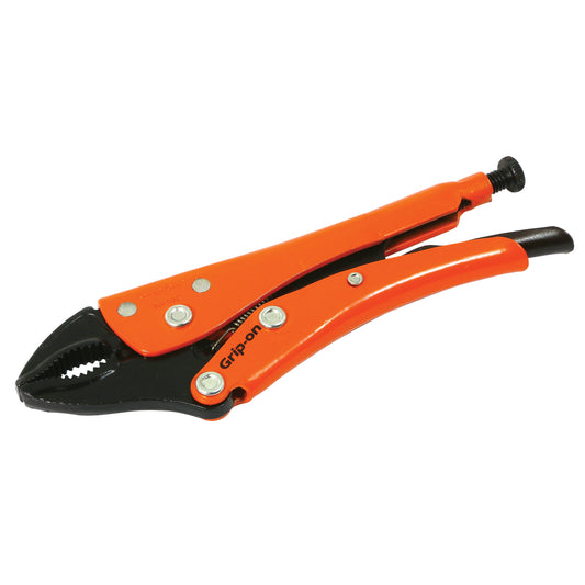 Locking Pliers, 7" Length, Curved Jaw