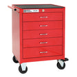 PRO+ Series Roller Cabinet, 5 Drawers, 26" W x 19" D x 36" H, Red