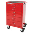 PRO+ Series Roller Cabinet, 7 Drawers, 26" W x 19" D x 42" H, Red