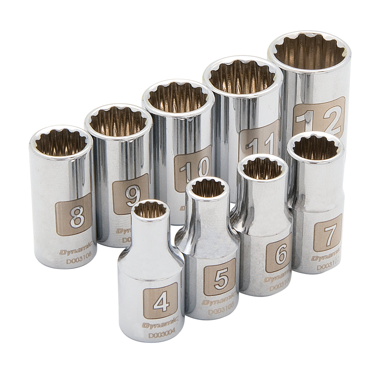 12-Point Metric Socket Set, 9 Pcs, 1/4" Drive Size