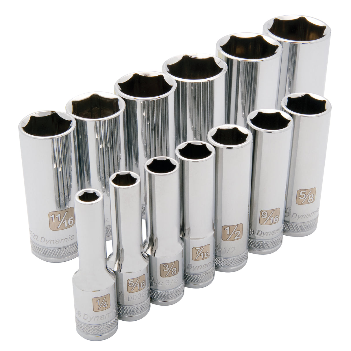 SAE Socket Set, 13 Pcs, 3/8" Drive Size, Deep