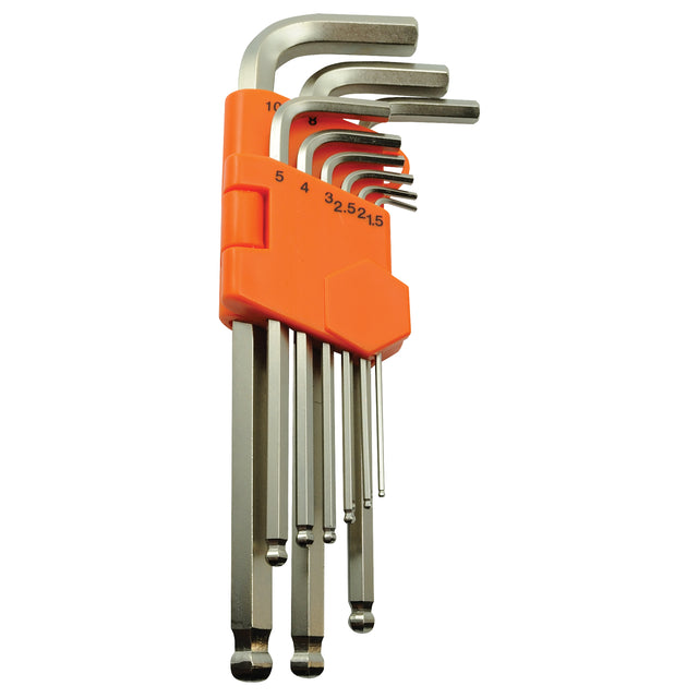 Ball End Hex Key Set, 9 Pcs., Metric