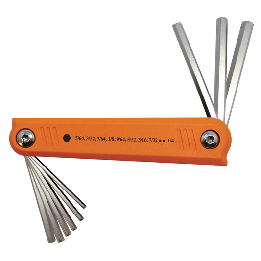Folding Hex Key Set, 9 Pcs., Imperial