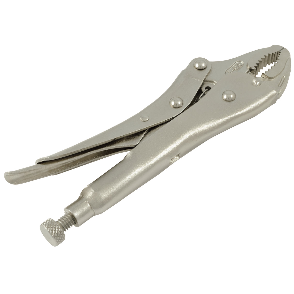 Locking Pliers, 5" Length, Curved Jaw