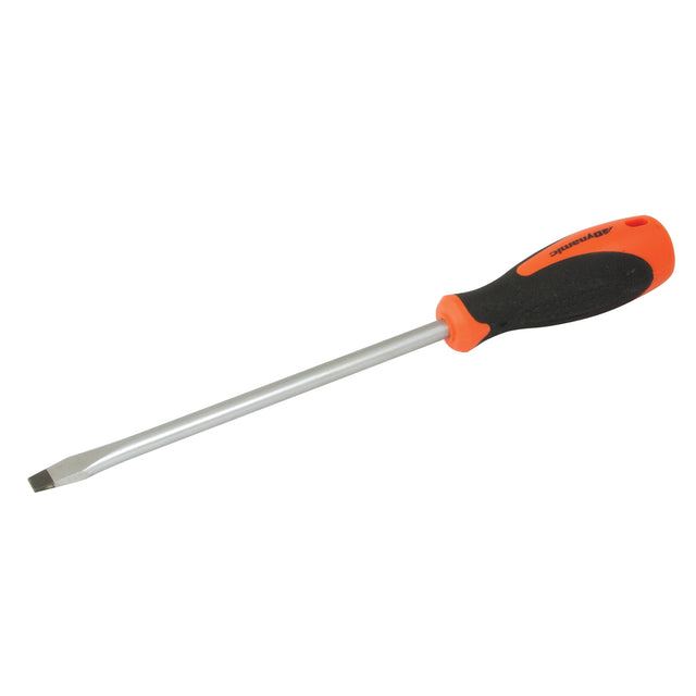 Slotted Screwdriver, 3/8" Tip, Round, 12-5/8" L, Cushion Grip Handle