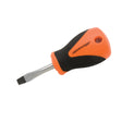Stubby Slotted Screwdriver, 1/4" Tip, Round, 3-3/4" L, Cushion Grip Handle