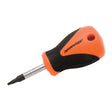 Square Recess Stubby Screwdriver, #1 Tip, Round, 3-4/5" L, Plastic/Wood/Cushion Grip Handle