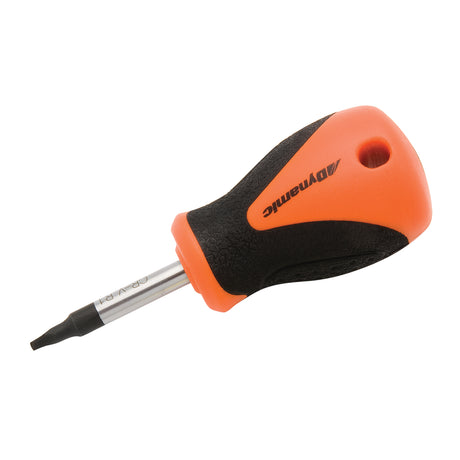 Square Recess Stubby Screwdriver, #2 Tip, Round, 3-4/5" L, Plastic/Wood/Cushion Grip Handle