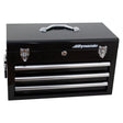 Hand Tool Box with Drawers, 10" D x 20" W x 12" H, Black