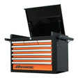 Top Tool Chest, 28" W, 8 Drawers, Black/Orange