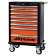 Roller Tool Cabinet, 10 Drawers, 28" W x 18" D x 43-1/4" H, Black/Orange