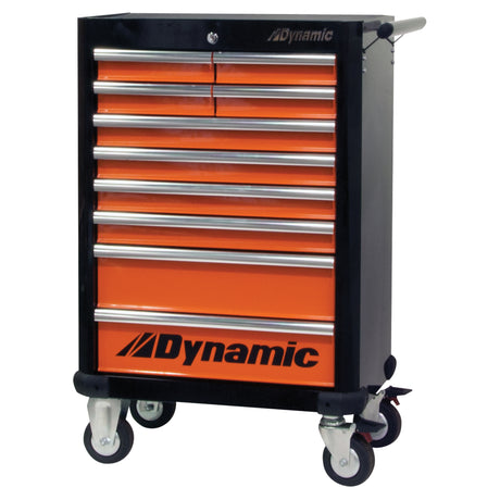 Roller Tool Cabinet, 10 Drawers, 28" W x 18" D x 43-1/4" H, Black/Orange