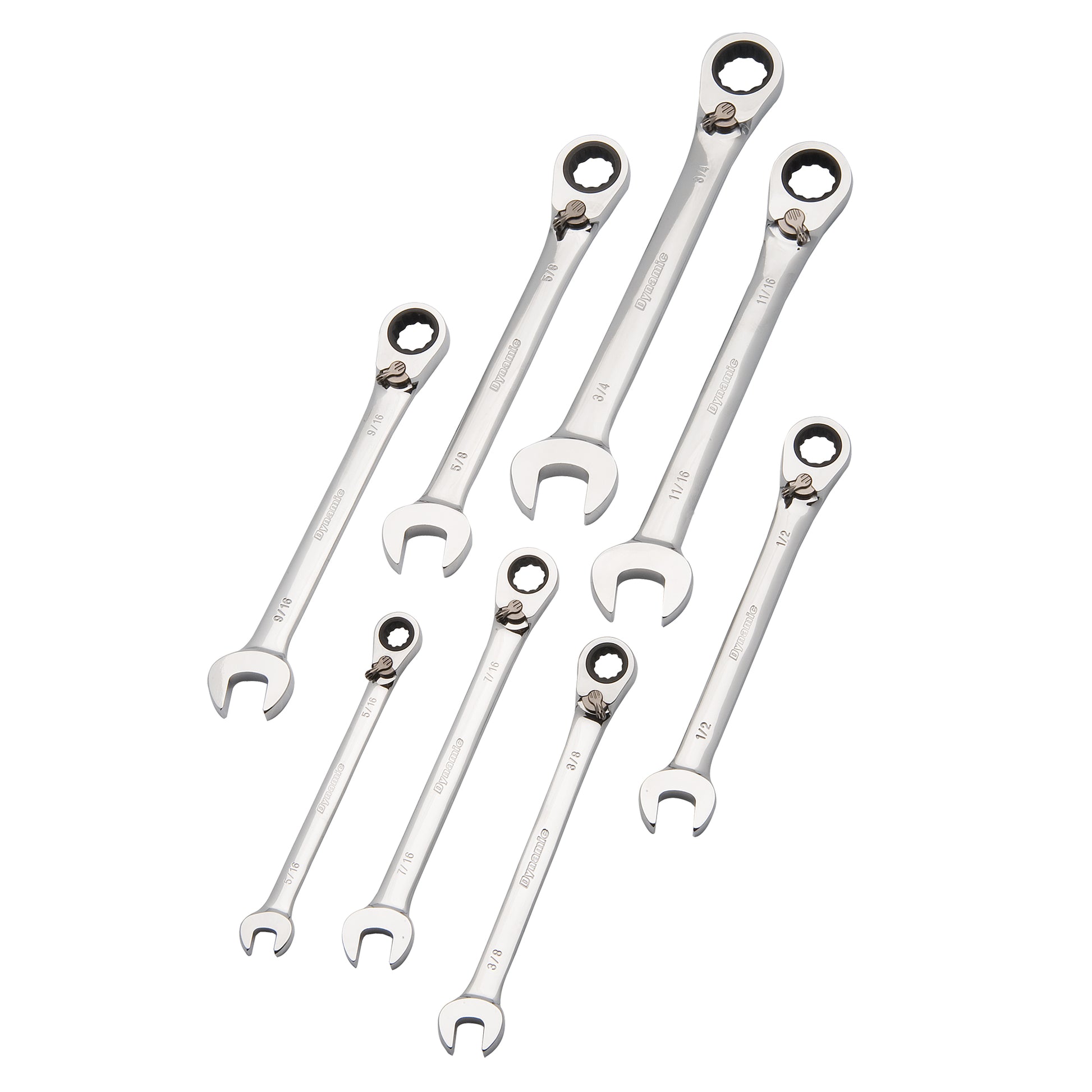 Reversible Wrench Set, Combination, 8 Pieces, Imperial