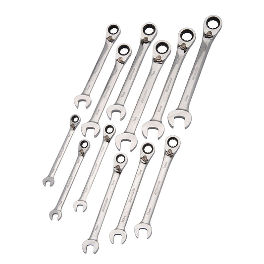 Reversible Wrench Set, Combination, 12 Pieces, Metric