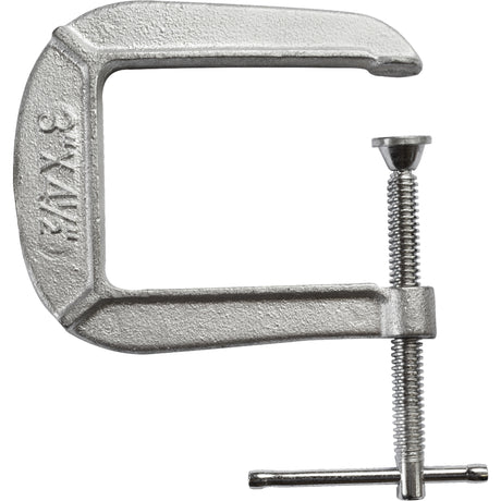 Light-Duty C-Clamp, 3" (76 mm) Capacity, 4-1/2" (114 mm) Throat Depth