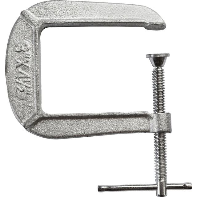 Light-Duty C-Clamp, 3" (76 mm) Capacity, 4-1/2" (114 mm) Throat Depth