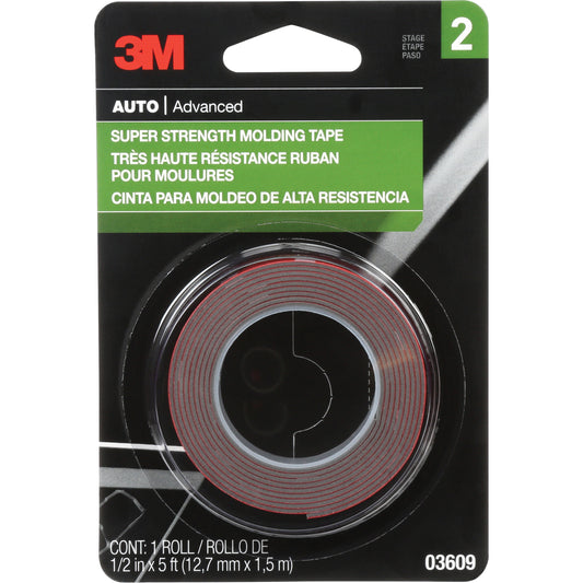 Super Strength Molding Tape, 1.52 m (5') L x 12.7 mm (1/2") W, 46 mils, Acrylic