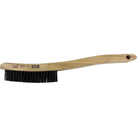 Economy Curved Handle Scratch Brush, Brass, 3 x 19 Wire Rows, 13-3/4" Long