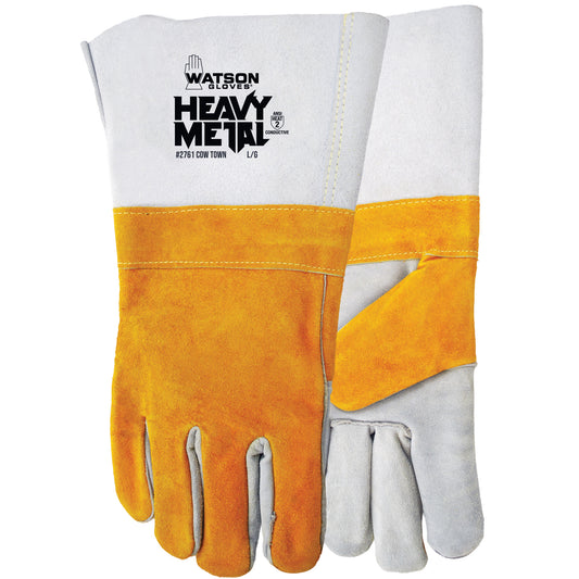 Watson Gloves Cow Town Flame-Resistant Gloves, Split Cowhide, Size Medium