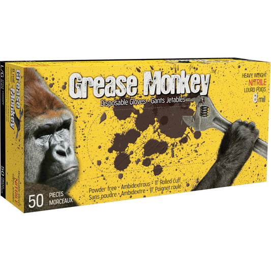 Watson Gloves Grease Monkey® Gloves, Large, Nitrile, 8-mil, Powder-Free, Black