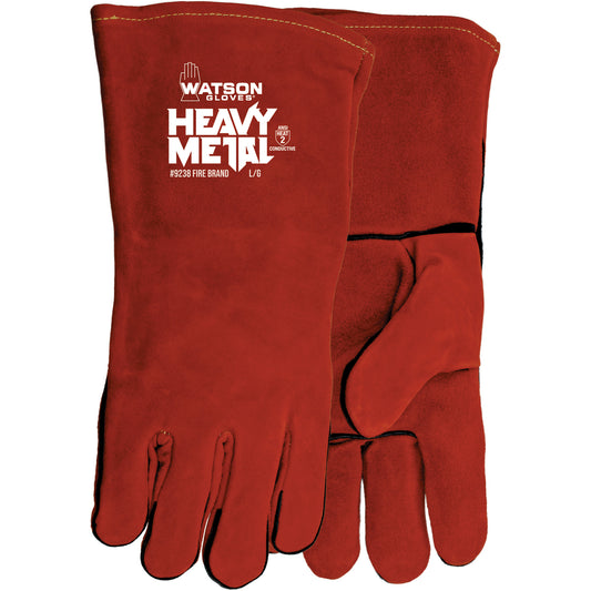Watson Gloves Fire Brand Welding Gloves, Split Cowhide, Size One Size