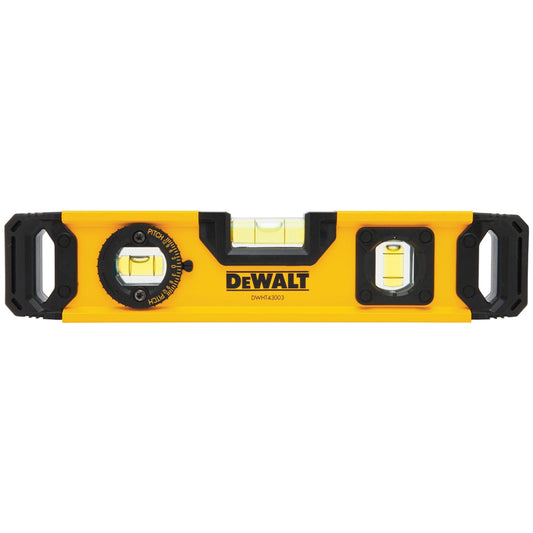 Torpedo Level, 9" L, Aluminum, 3 Vials, Magnetic