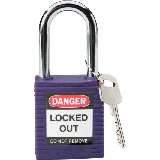 Brady Lockout Padlock, Safety Padlock, Keyed Alike, Nylon, 1-1/2" Width