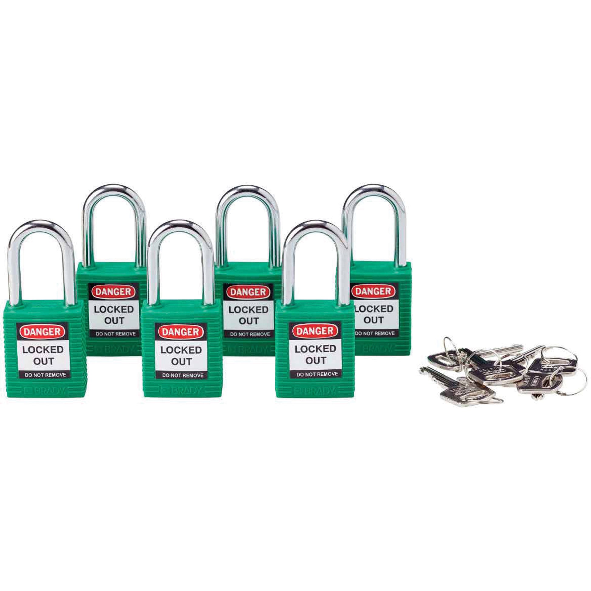Brady Lockout Padlock, Safety Padlock, Keyed Different, Nylon, 1-1/2" Width
