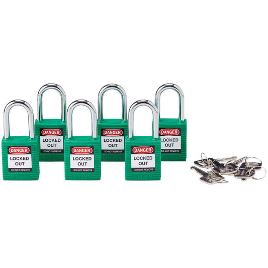 Brady Lockout Padlock, Safety Padlock, Keyed Different, Nylon, 1-1/2" Width