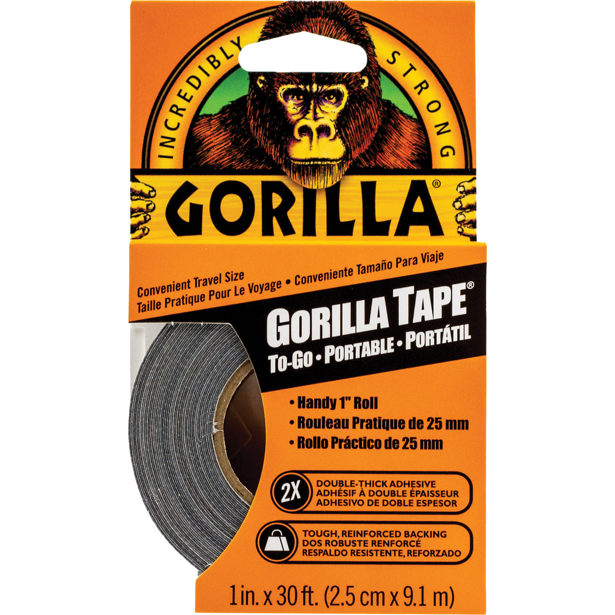 Duct Tape To-Go, 17 mils, Black, 25.4 mm (1") x 9.14 m (30')