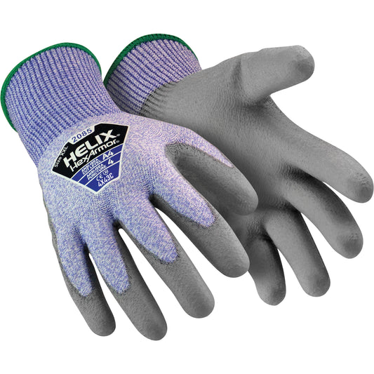 Hexarmor Helix® 2085 Cut-Resistant Gloves, Size 2X-Large/11, 13 Gauge, Polyurethane Coated, Fibreglass/HPPE Shell, ASTM ANSI Level A4/EN 388 Level C