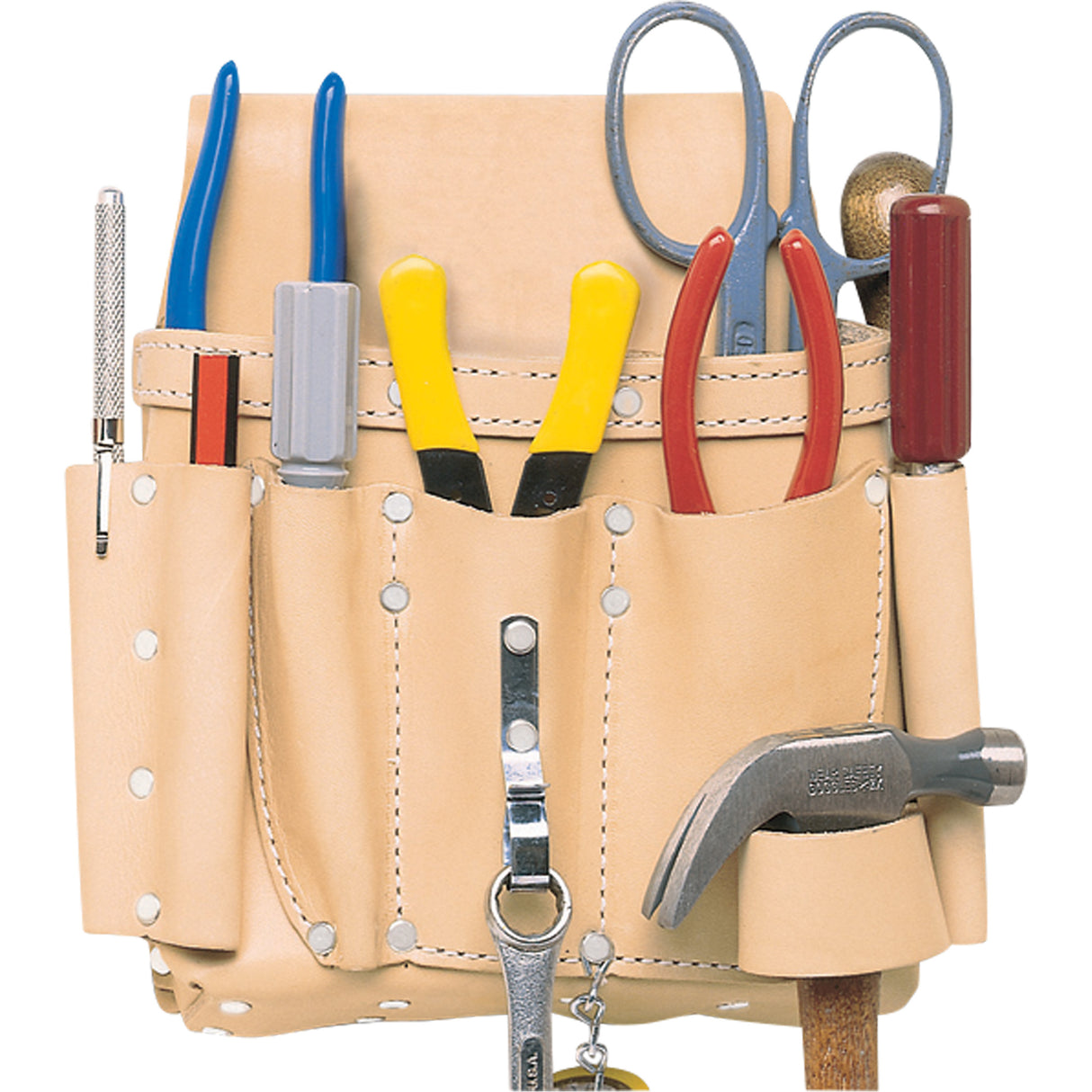 Electrician's Tool Belt, Multiple Tool Holder, Leather, 8 Pockets