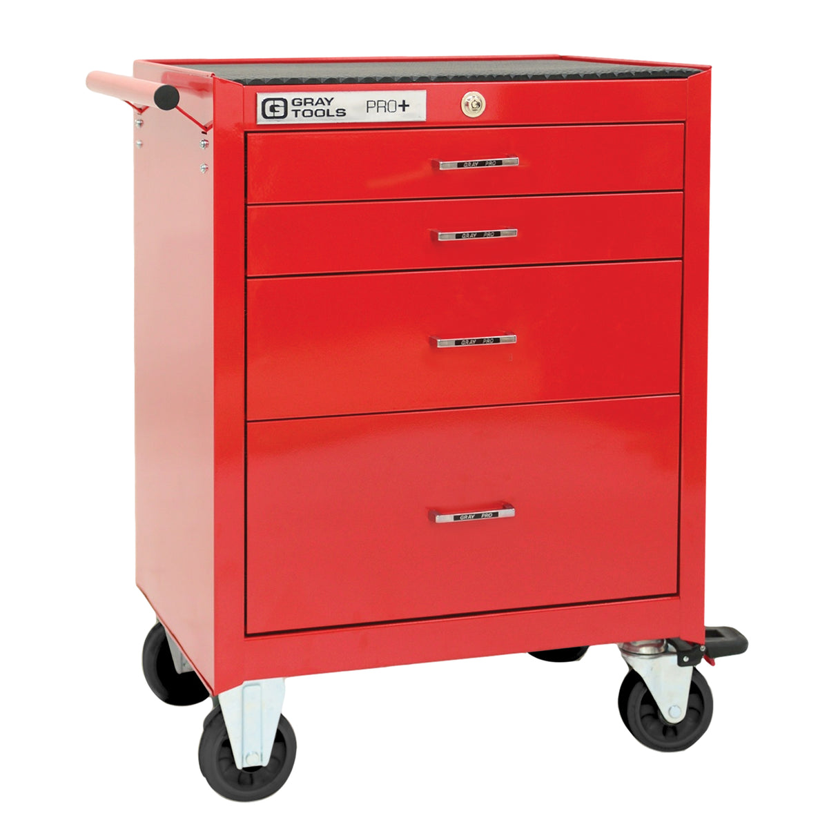 PRO+ Series Roller Cabinet, 4 Drawers, 26" W x 19" D x 36" H, Red