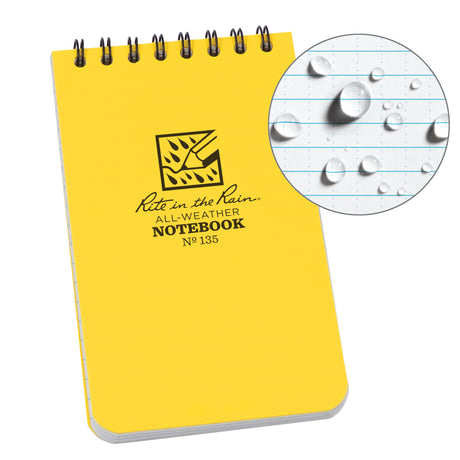Pocket Top-Spiral Notebook, Soft Cover, Yellow, 100 Pages, 3" W x 5" L