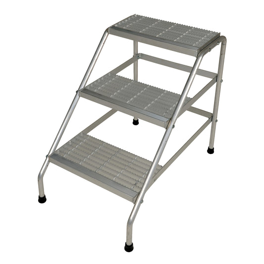 Aluminum Step Stand, 3 Steps, 34-9/16" x 22-13/16" x 30" High