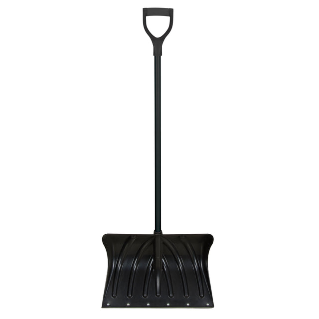 Poly Snow Shovel with Steel Wear Strip, Polypropylene Blade, 19-3/4" Wide, D-Grip Handle, Wearstrip Included