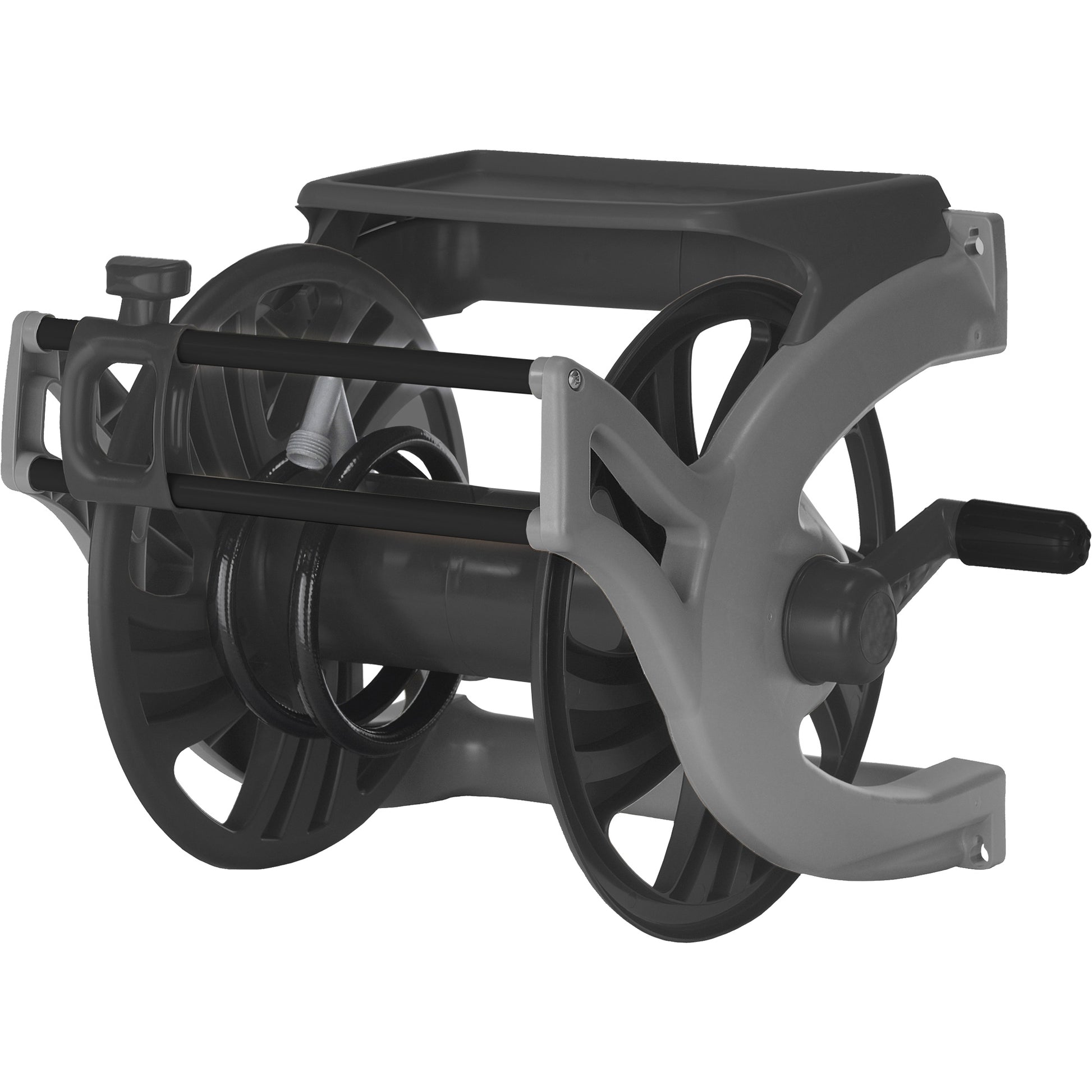 Deluxe Wall-Mount Hose Reel, 225', Aluminum/Poly-Plastic