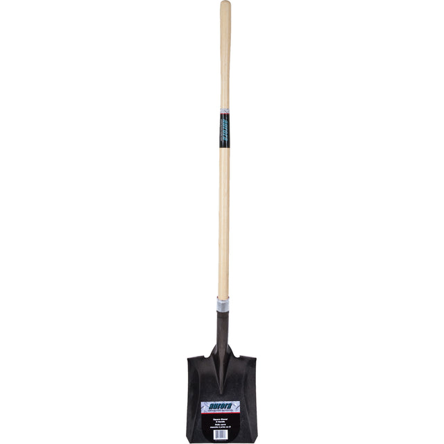 Heavy-Duty Square Shovel, Hardwood, Carbon Steel Blade, Straight Handle, 48" Long