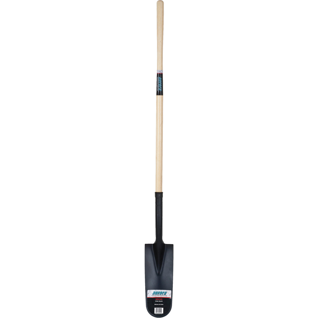 Heavy-Duty Drain Spade, Carbon Steel, 16" x 6" Blade, 45" L, Straight Handle