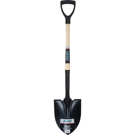 Round Point Shovel, Tempered Steel Blade, Hardwood, D-Grip Handle